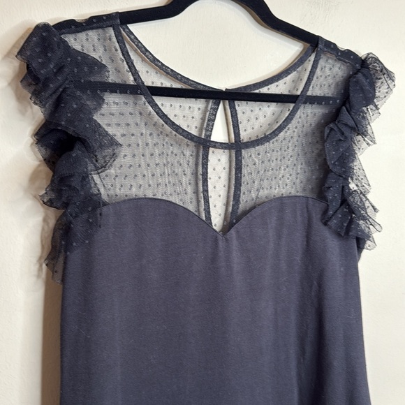 Betsey Johnson Black cotton dress with mesh and ruffle detail NWT - Picture 2 of 7